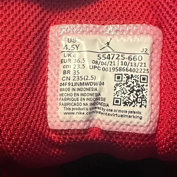 Jordan Kids Red and Black Sneakers - Picture 2 of 3